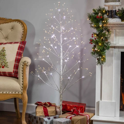 Gerson International Lawn And Outdoor Decor*4 Ft Tall Birch Tree With 336 Leds, Multifunction Adapter