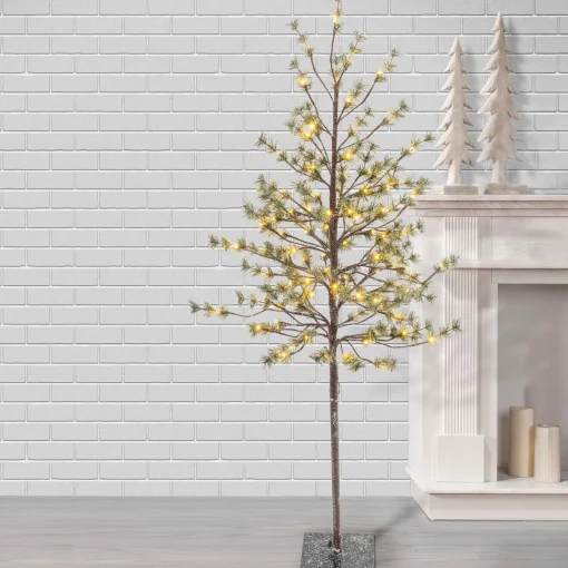 Gerson International Other Lit Trees*5-Foot Tall Electric Icy Pine Tree With 96 Warm White Led Lights