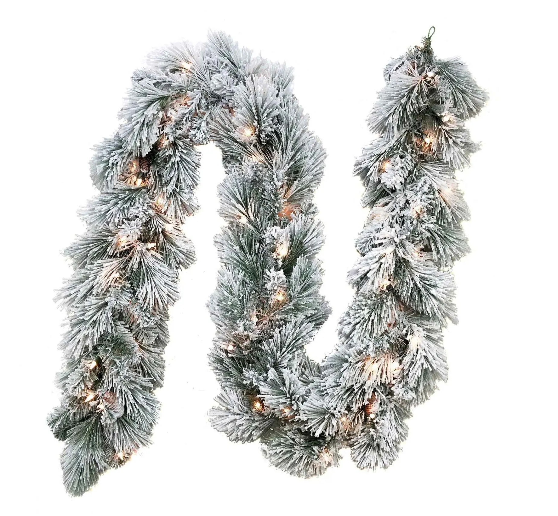 Kurt Adler Lawn And Outdoor Decor* 9-Foot Pre-Lit Clear Incandescent Flocked Garland