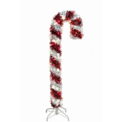 Kurt Adler Lawn And Outdoor Decor* 4-Foot Pre-Lit Red And White Led Tinsel Candy Cane