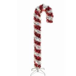 Kurt Adler Lawn And Outdoor Decor* 5-Foot Pre-Lit Red And White Led Tinsel Candy Cane