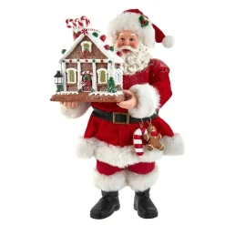 Kurt Adler Tabletop Items* 11-Inch Battery-Operated Santa With Light-Up Gingerbread House