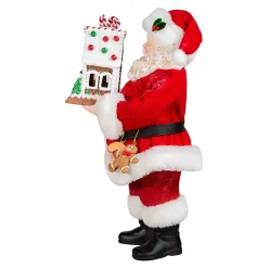 Kurt Adler Tabletop Items* 11-Inch Battery-Operated Santa With Light-Up Gingerbread House