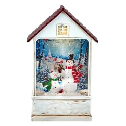 Kurt Adler Tabletop Items* 9.2-Inch Battery-Operated Lighted Snowman House Water Lantern