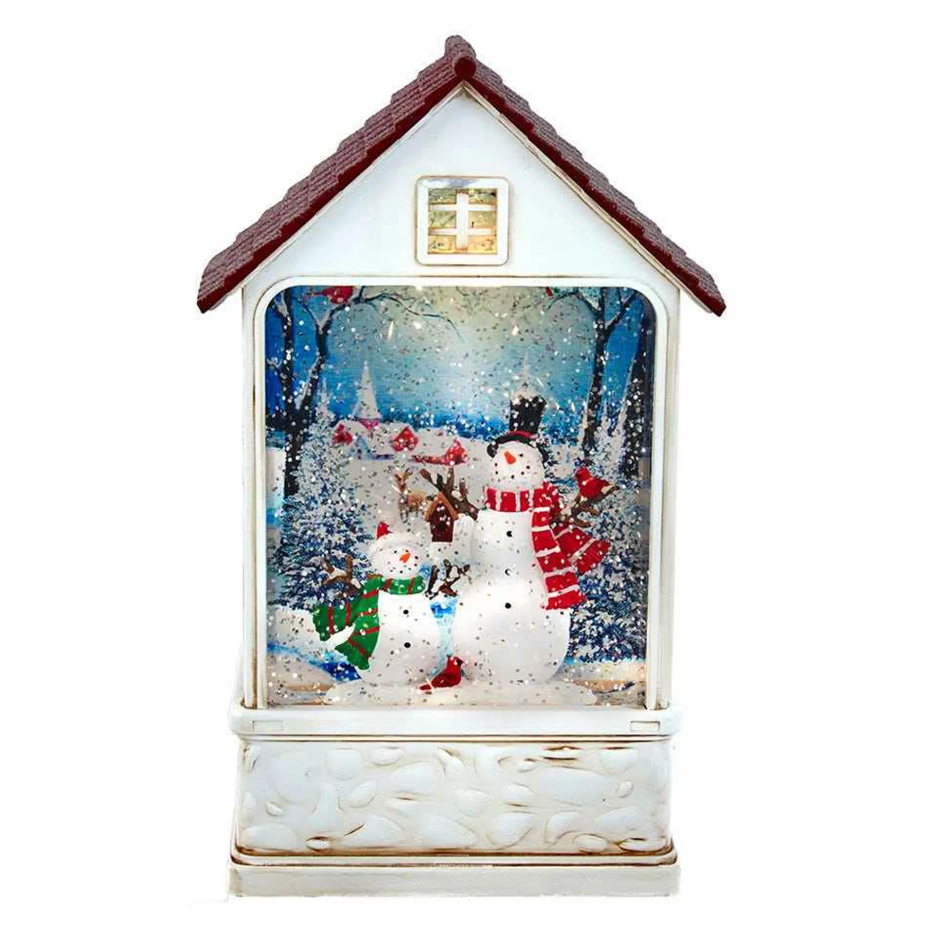 Kurt Adler Tabletop Items* 9.2-Inch Battery-Operated Lighted Snowman House Water Lantern