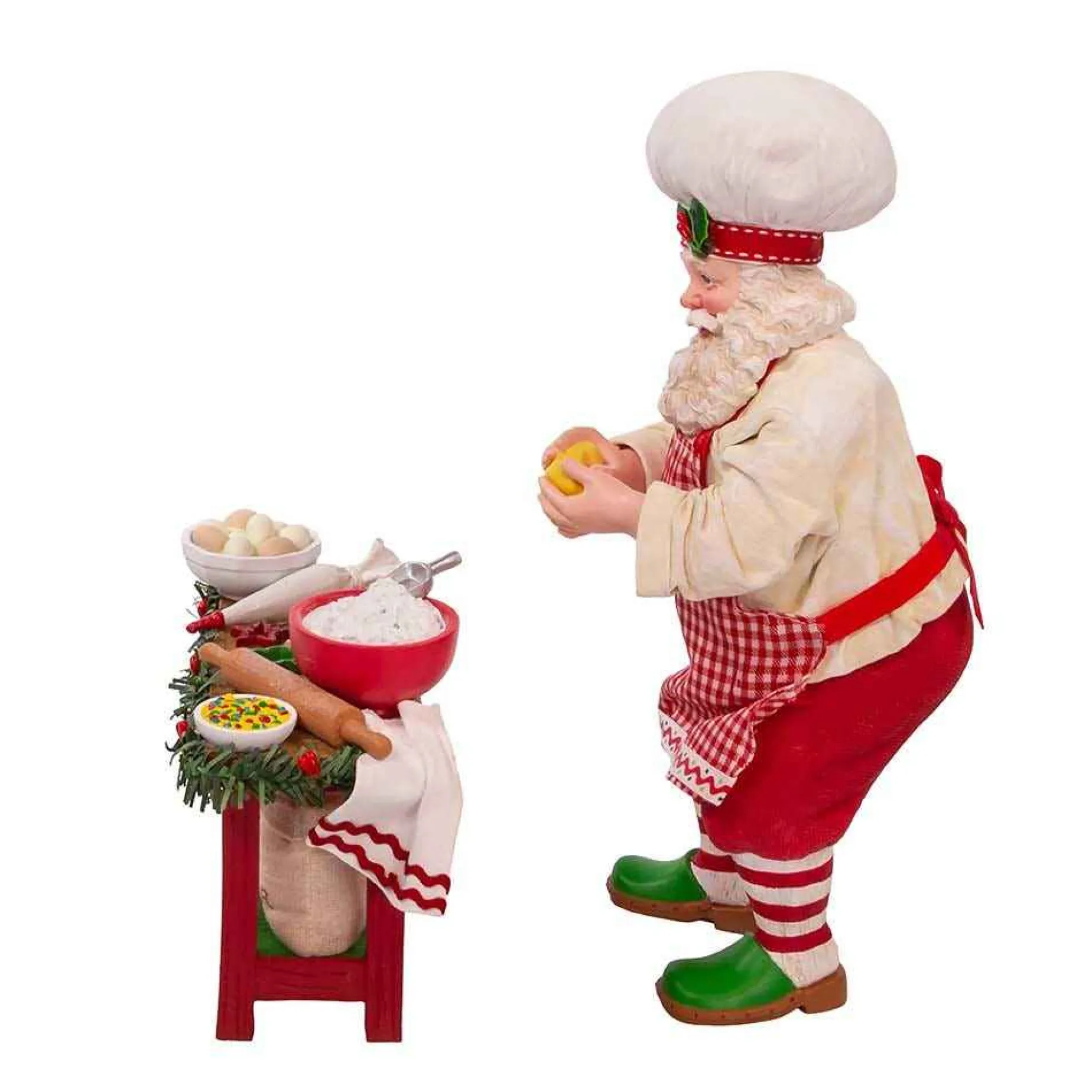 Kurt Adler Tabletop Items* 10.5-Inch Fabriche 2-Piece Baking Santa Set