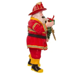 Kurt Adler Tabletop Items* 11-Inch Fabriche Fireman Santa With Wreath And Hose