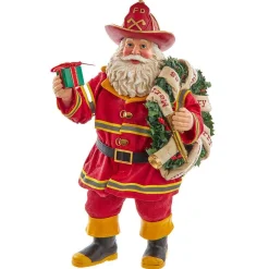 Kurt Adler Tabletop Items* 11-Inch Fabriche Fireman Santa With Wreath And Hose