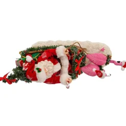Kurt Adler Tabletop Items* 10-Inch Fabriche Flamingos Pulling Santa Sleigh