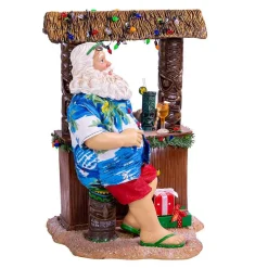 Kurt Adler Tabletop Items* 11-Inch Fabriche™ Beach Santa Sitting At Tiki Bar