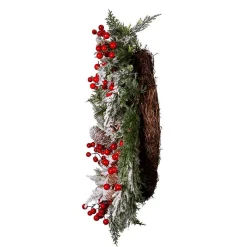 Kurt Adler Wreaths* 20-Inch Unlit Flocked Rattan Wreath With Red Berries