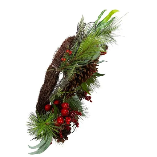 Kurt Adler Wreaths* 20-Inch Wreath With Red Berries, Leaves And Pinecones