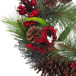 Kurt Adler Wreaths* 20-Inch Wreath With Red Berries, Leaves And Pinecones