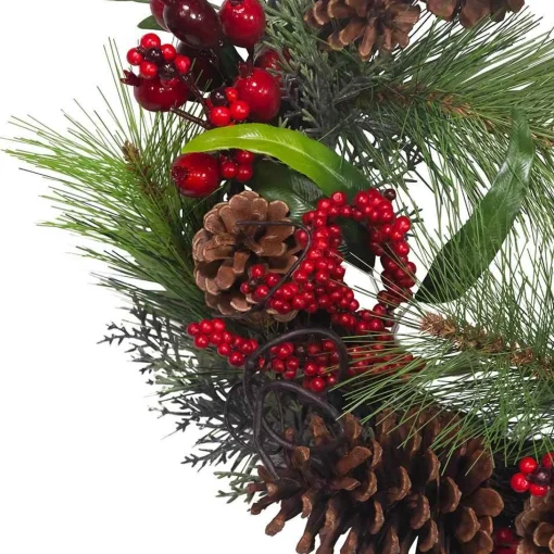 Kurt Adler Wreaths* 20-Inch Wreath With Red Berries, Leaves And Pinecones