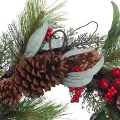 Kurt Adler Wreaths* 20-Inch Wreath With Red Berries, Leaves And Pinecones