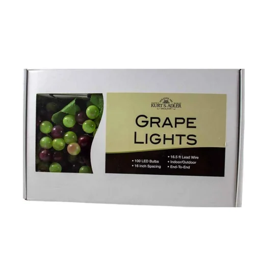 Kurt Adler Lawn And Outdoor Decor* 100-Light Green And Burgundy Led Grape Light Set With 5 Grape Bunches