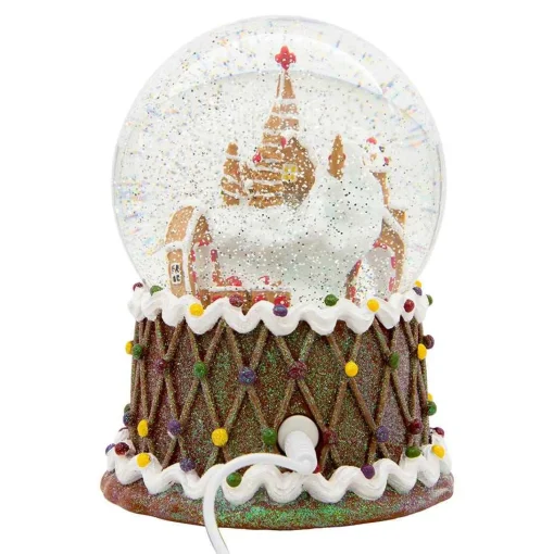 Kurt Adler Tabletop Items* 120Mm Battery-Operated Musical Gingerbread Waterglobe