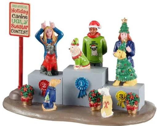 Lemax Village Collection Accessories* Canine Holiday Sweater Contest Table Accent #13556