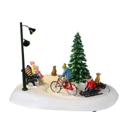 Lemax Village Collection Table Accents* Snowbiking With Dad, Battery Operated (4.5V) #34087