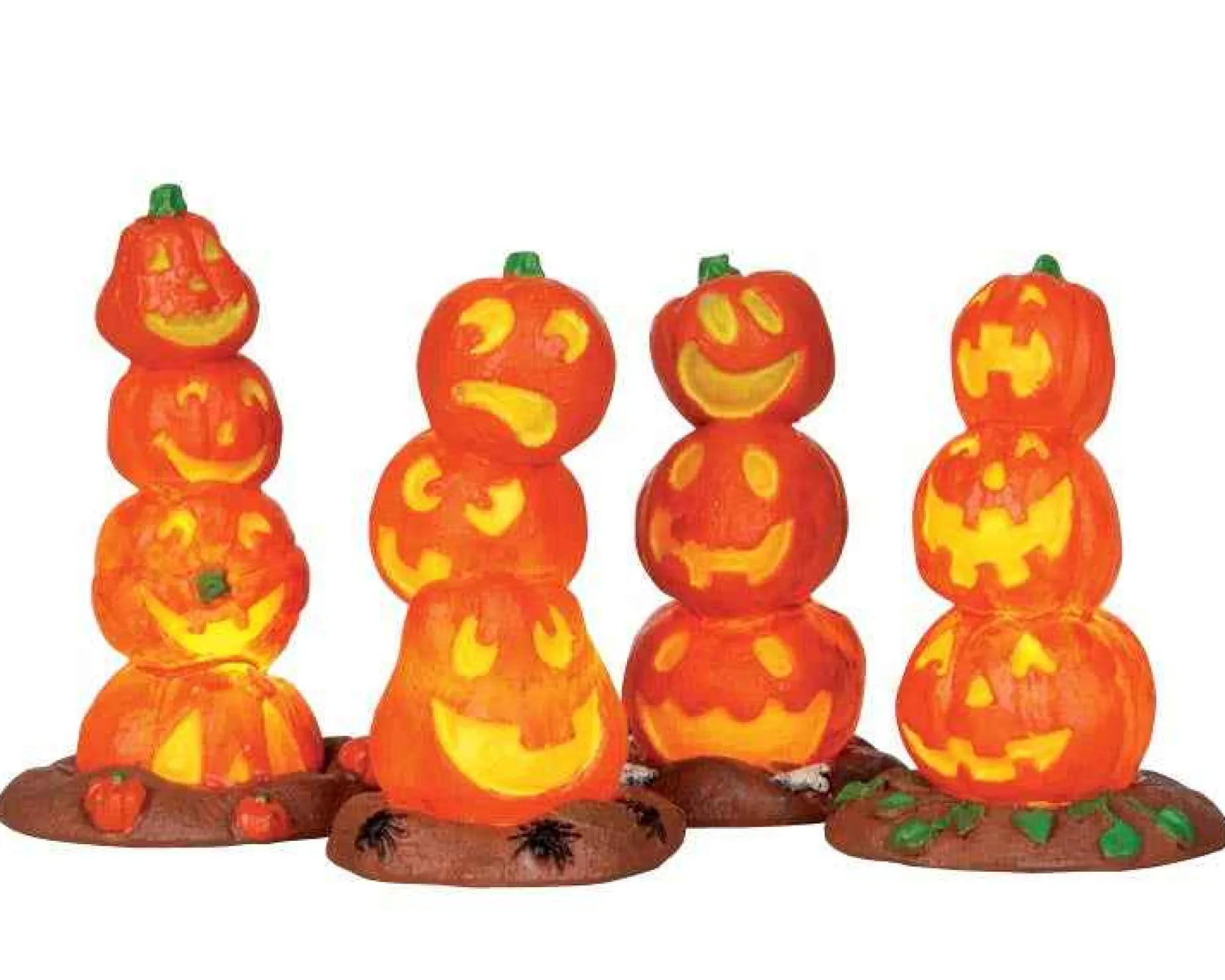Lemax Village Collection Halloween Villages* Light Up Pumpkin Stack, Set/4, Battery Operated #34623