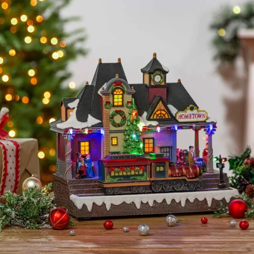 Gerson International Village Scenes*Musical Christmas Holiday Village With Lighted Train Station