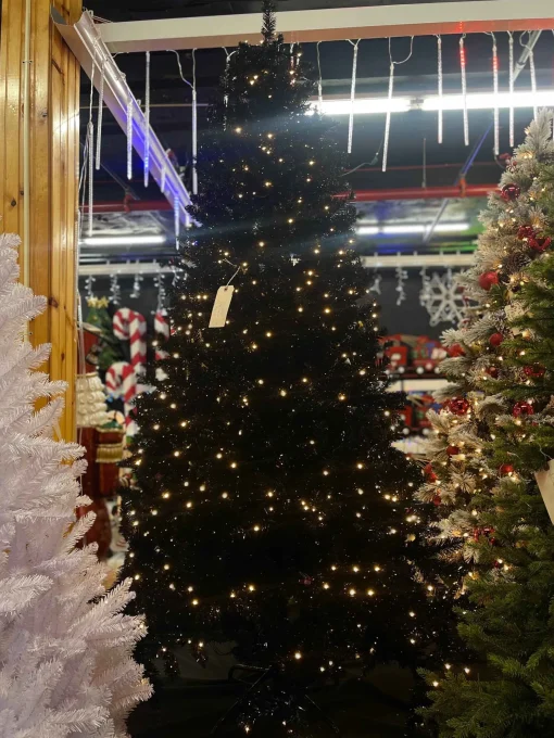 Puleo International Pre-Lit Trees* 7.5Ft Shiny Black Evergreen Spruce Tree In Ww #114-Esbk-75Qlwf3K7