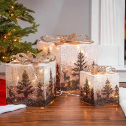 Gerson International Lawn And Outdoor Decor*Set Of 3 Holiday Vine Christmas Present Led Outdoor Yard Decor