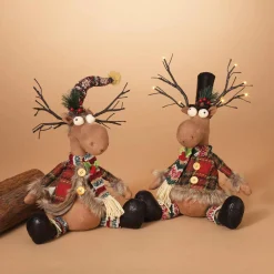 Gerson International Tabletop Items*Set Of 2 Moose Christmas Holiday Decor With Lighted Antlers