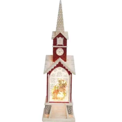 Arys Imports Waterglobes & Lanterns*Snowy Chapel With Led Warm White Light Up Nativity Holy Family Scene Spinning Glitter Waterglobe