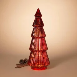 Gerson International Tabletop Items*Traditional Vintage Lighted Handblown Red Mercury Glass Tree